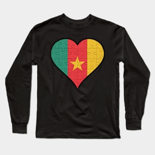 Cameroonian Jigsaw Puzzle Heart Design - Gift for Cameroonian With Cameroon Roots Long Sleeve T-Shirt